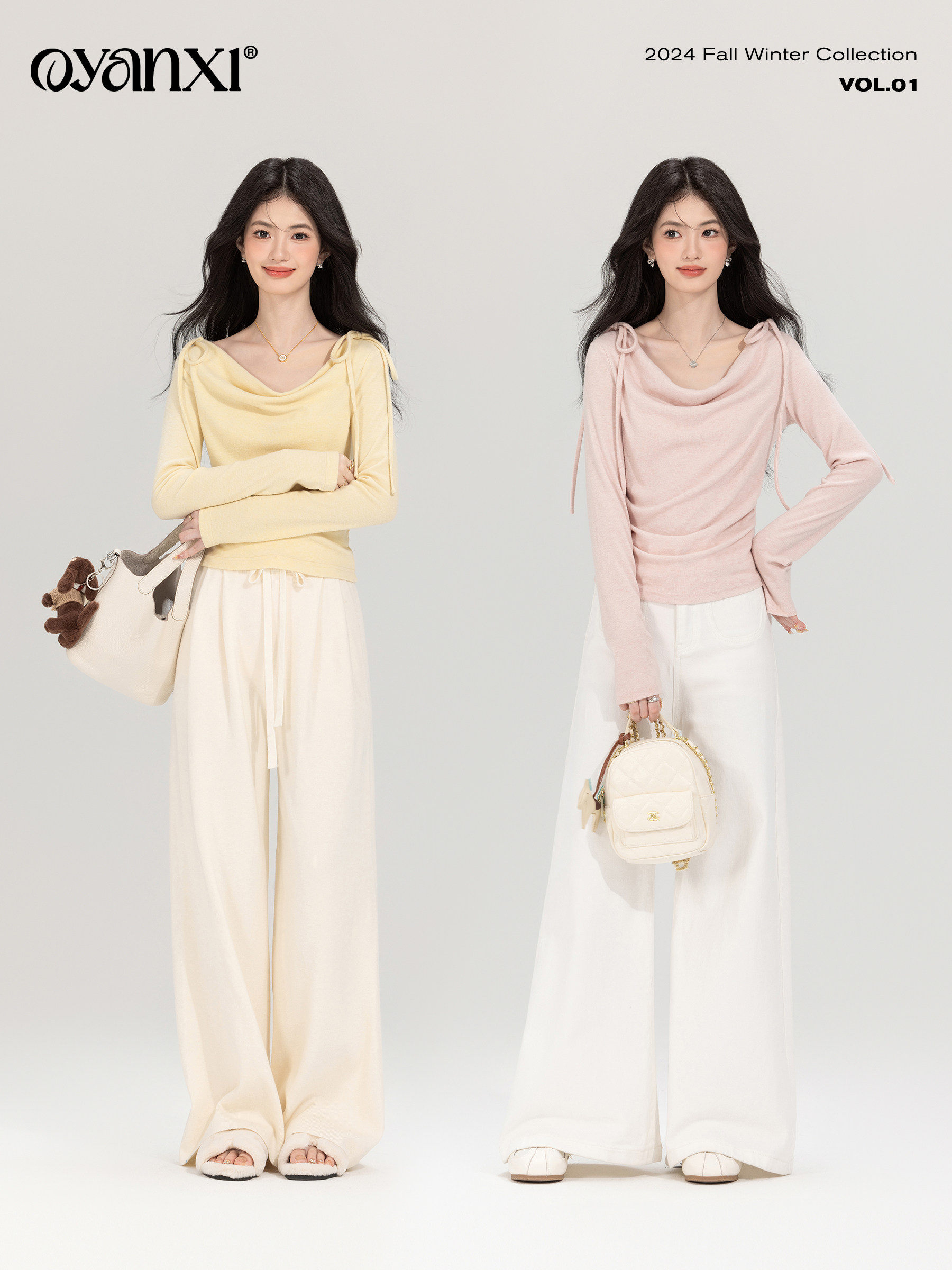 Original Design of the Autumn Collection, the Sweet and Slim-Fitting Long-Sleeved Knit Sweater Set from the Series "Red Tea Lover."