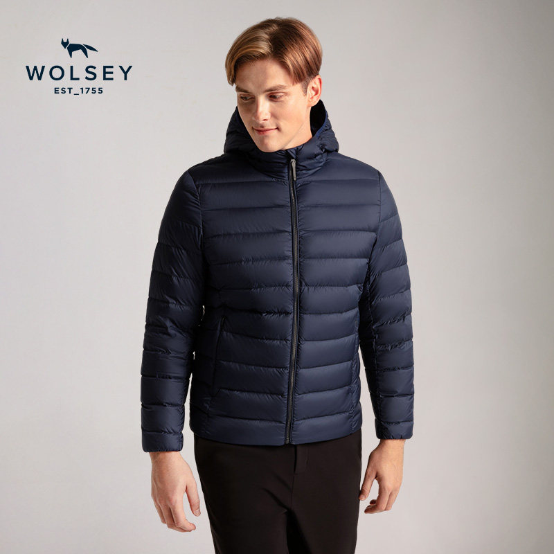 【90鹅绒】WOLSEY轻量保暖浮云90鹅绒连帽修身冬季羽绒服男款
