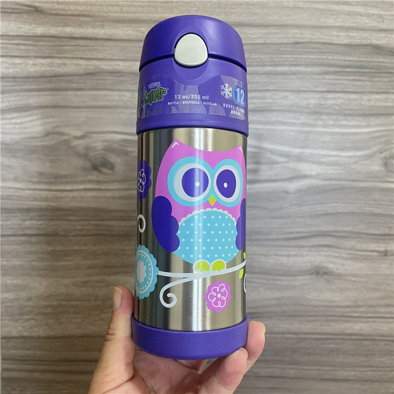 美国直购人气THERMOS膳魔师卡通儿童不锈钢吸管保温杯335ml现货