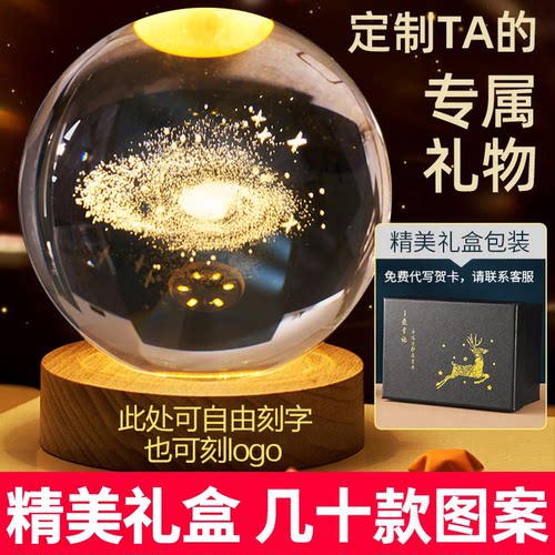 太阳系星空发光水晶球夜灯桌面摆件男生日礼物女生创意实用小礼物