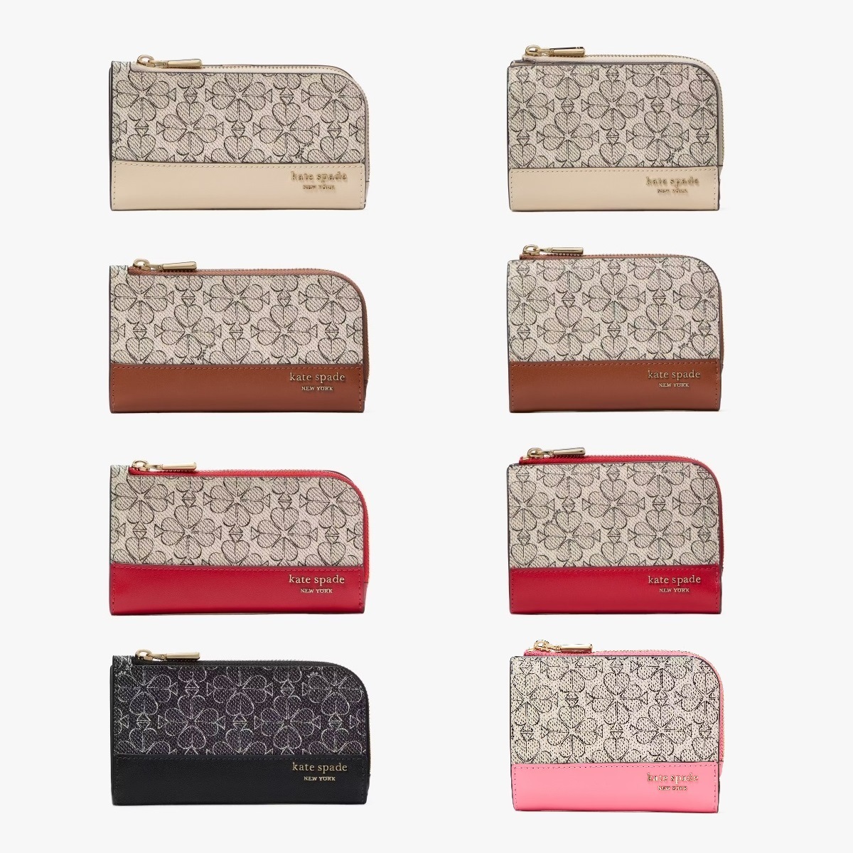 代购Kate Spade美国官网桃心老花拼色小号多功能钱夹钱包