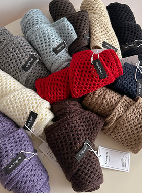 米色镂空针织三角巾披肩外搭女坎肩围脖感半身裙腰巾腰封围巾