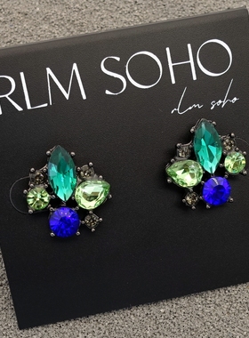 拉睦RLM SOHO彩钻镶嵌假摄影宴会派对T台走秀场婚纱礼服裙耳钉针