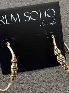 拉睦RLM SOHO做旧金色椭圆异域古典宫廷风设计师气质文艺范耳圈环