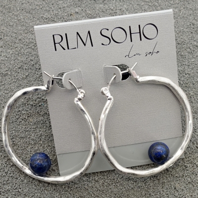 拉睦RLM SOHO青金石天然珍珠双色设计师腔调森女文艺范耳圈环饰品