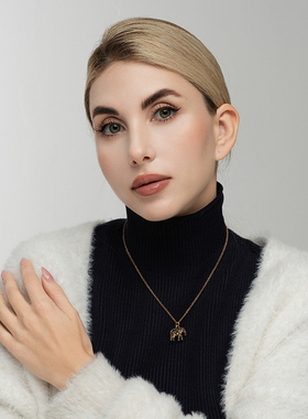 做旧金色镶钻大象森女文艺范复古VINTAGE创意别致简洁百搭项链