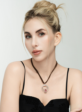 西洋欧美风红色石头镶嵌设计师气质森女文艺范小别致项链