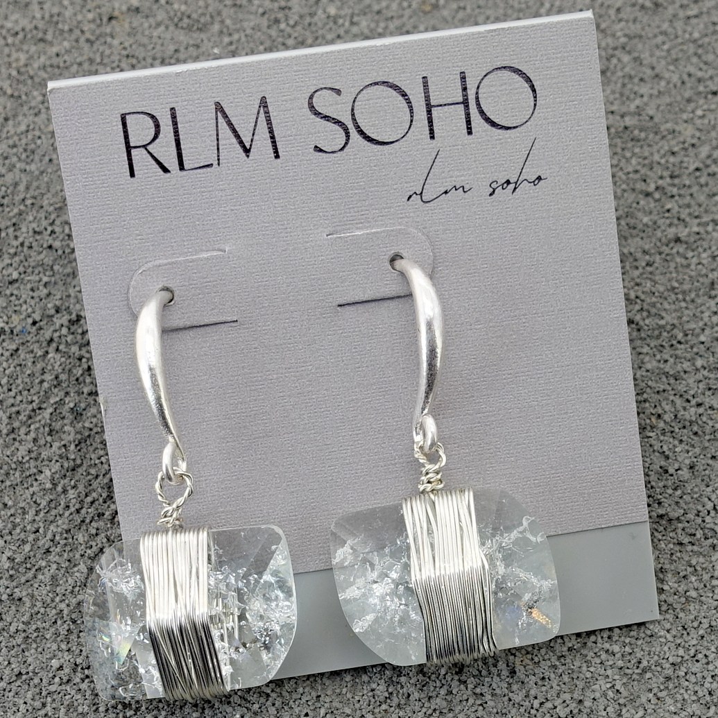 拉睦RLM SOHO手工绕丝冰裂纹原石设计师气质森女文艺范耳环坠饰品
