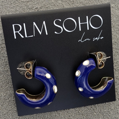 拉睦RLM SOHO红绿蓝三色彩釉度假摄影宴会派对达人C型耳钉针饰品