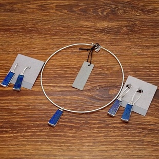 西洋欧美风青金石设计师腔调森女文艺术气质潮人耳环耳坠项圈套装