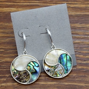 欧美风幻彩鲍贝母贝设计师腔调森女文艺术气质潮人休闲风耳环坠饰