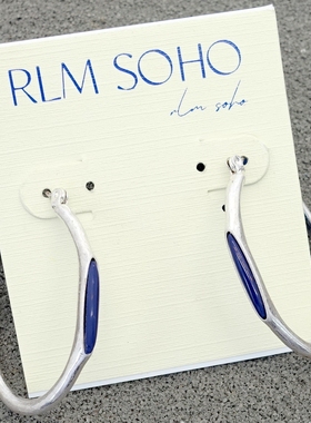 拉睦RLM SOHO亚光镀银几何椭圆设计师腔调森女文艺术气质耳圈环饰
