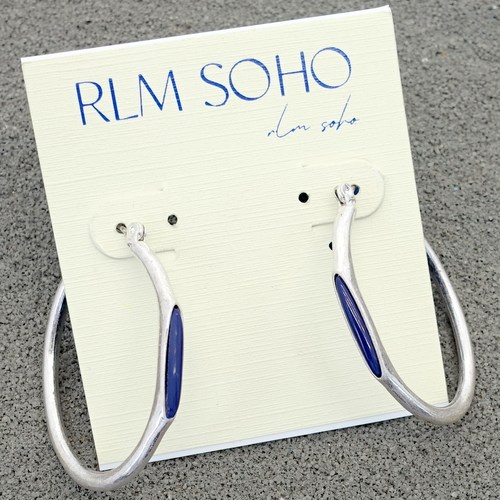 拉睦RLM SOHO亚光镀银几何椭圆设计师腔调森女文艺术气质耳圈环饰