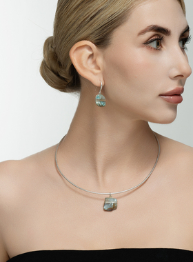 欧美风手工绕丝异型珍贝母贝壳森女文艺气质潮人耳环坠项圈套装