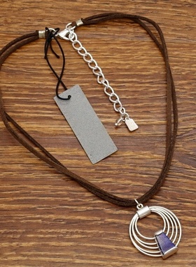 西洋欧美风镶嵌青金石设计师腔调森女文艺范小别致项链