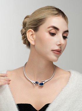 西洋欧美风青金石设计师腔调森女文艺范舞台走秀场项圈