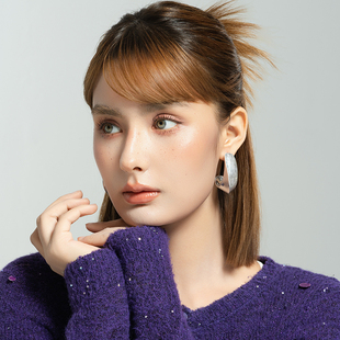 哑光磨花镀银设计师腔调森女文艺气质嘻哈朋克摇滚范潮人耳针环饰