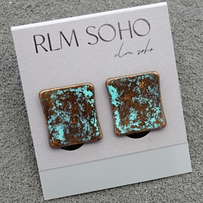 拉睦RLM SOHO设计师腔调文艺范斑驳青铜绿老钱风耳夹(无耳洞佩戴)