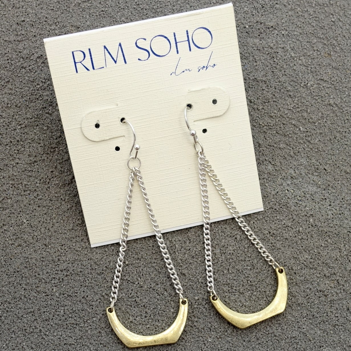 拉睦RLM SOHO双色拼接流苏细链几何吊坠森女文艺范潮人耳环坠饰品