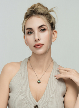 西洋欧美风白色贝壳幻彩鲍贝文艺范双面佩戴百搭款式项链