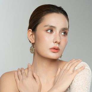 西洋欧美风金色双色拼接设计师腔调森女文艺气质潮人休闲风耳环坠