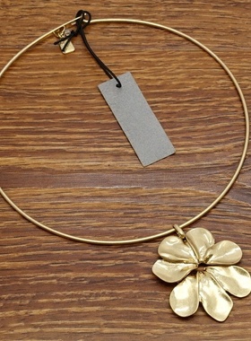 西洋欧美风设计师腔调森女文艺范哑光磨花镀金花朵项圈