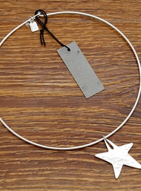 亚光磨花镀银五角星海星设计师腔调森女文艺嘻哈朋克摇滚范项圈