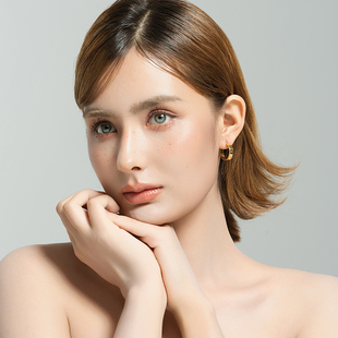 C字镀金商务通勤OL简洁百搭冷淡西洋欧美风耳钉针环饰品