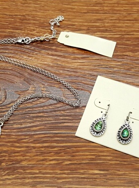 胶块包裹鲍贝母贝珠小水滴造型简洁百搭森女vintage耳环项链套装