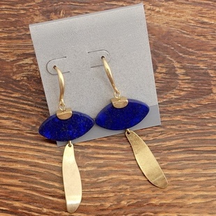 青金石无光金几何造型设计师腔调森女文艺范耳环坠饰品