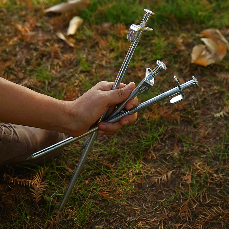 户外钢铁地钉天幕帐篷地钉钢铁地沙滩雪地钉野营帐篷配件20CM银色