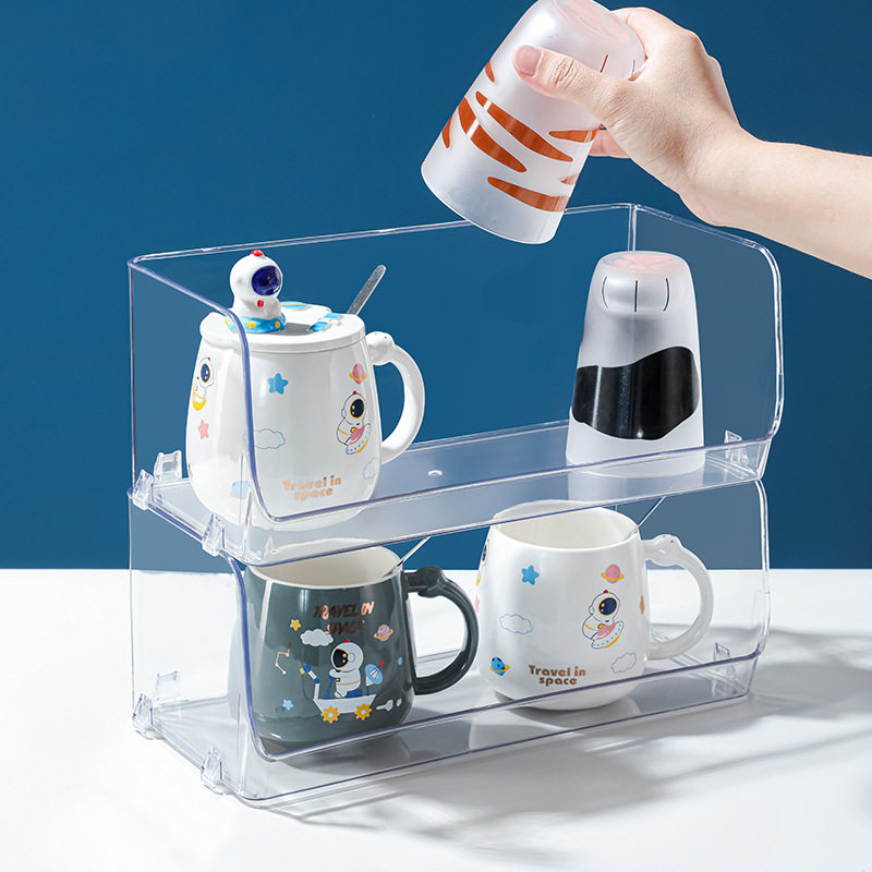 马克杯收纳盒桌面双层杯架水杯咖啡架子杯子茶杯置物架透明亚克力