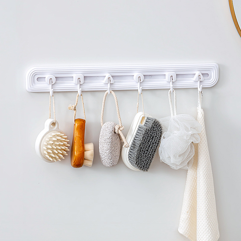 浴室免打孔滑轨挂钩无痕强力墙壁挂衣钩毛巾挂架门后挂钩粘钩一排