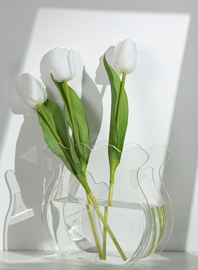 小红书同款透明亚克力ins花瓶水养花器彩色家居装饰摆件客厅插花