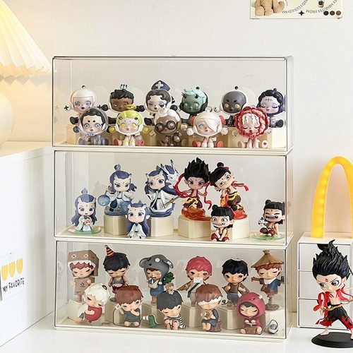 labubu搪胶公仔展示盒泡泡玛特盲盒收纳展示架拉布布手办防尘罩