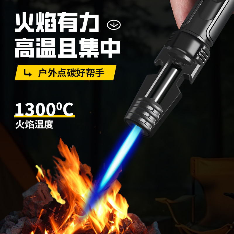 金属外壳手持大火力笔式焊枪高温喷枪蓝焰个性充气防风打火机批发