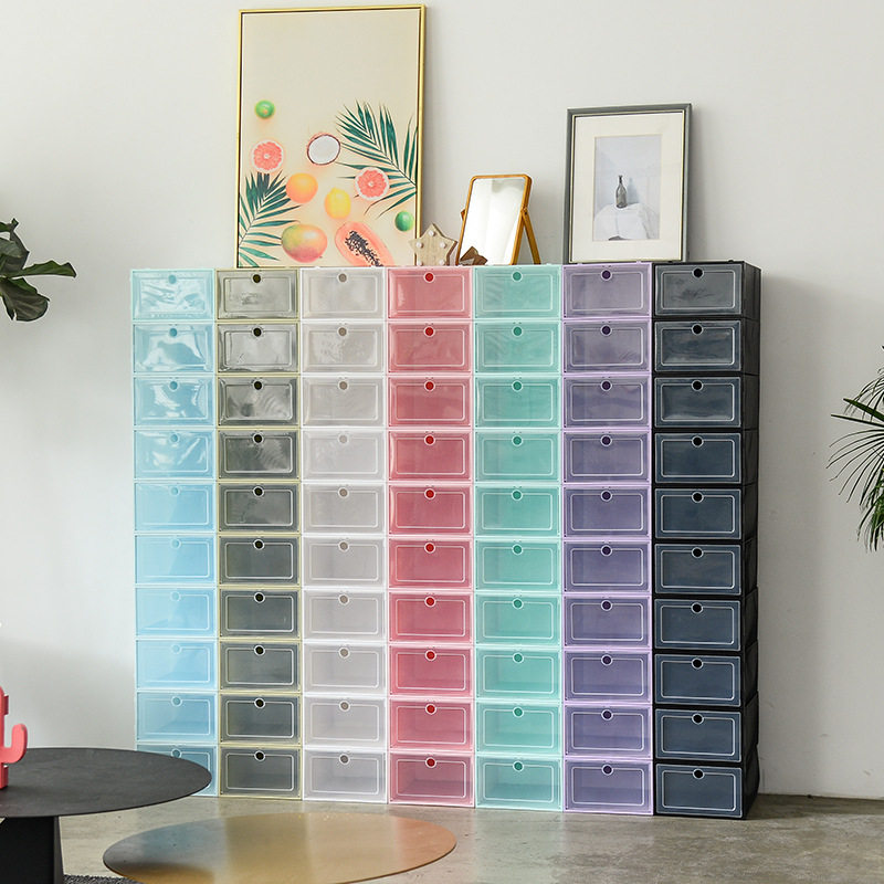 翻盖加厚鞋盒收纳盒透明鞋子塑料鞋箱鞋柜鞋收纳盒子家居简易鞋架