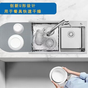 跨境新品硅胶斜坡干燥垫 大尺寸U型厨房沥水垫导流口碗碟滤水垫