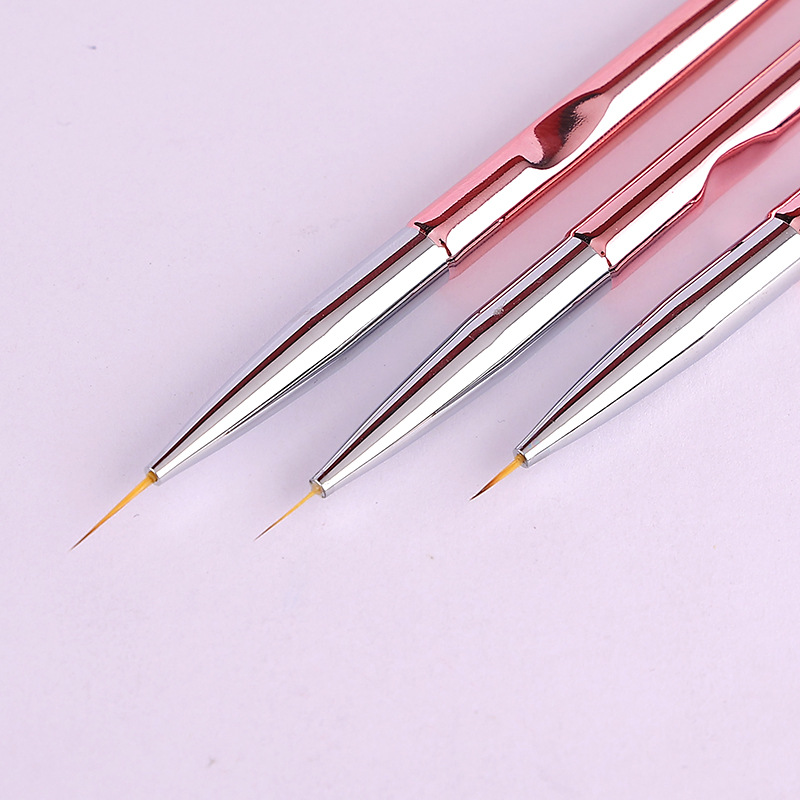 美甲工具玫瑰金属杆拉线笔精致超细彩绘笔三支套装笔美甲店专用