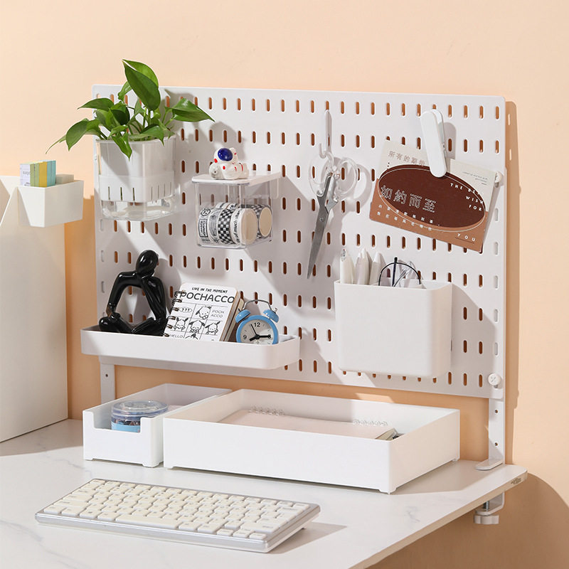立式洞洞板免打孔办公室工位桌面置物架学生宿舍桌上整理收纳架子