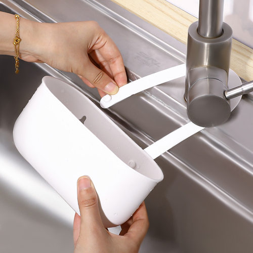 日本水龙头挂篮水槽沥篮免打孔挂水袋海绵水池收纳置物架厨房用品