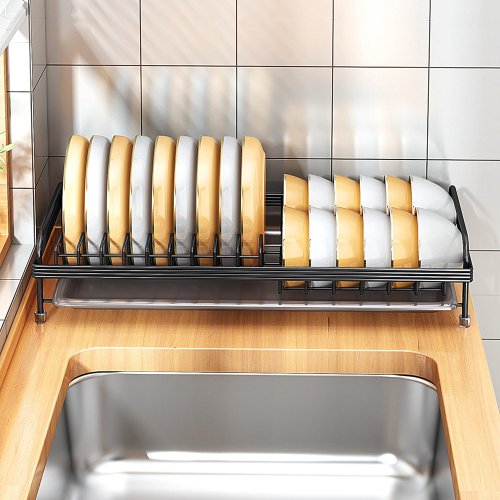 沥水架厨房台面碗碟沥水篮子铁艺单层碗架碟架厨具用品收纳整理架