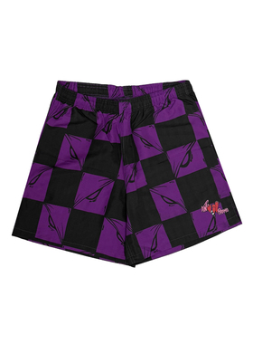 【现货】Matty Boy 紫色千眼棋盘格涂鸦沙滩短裤 男女同款