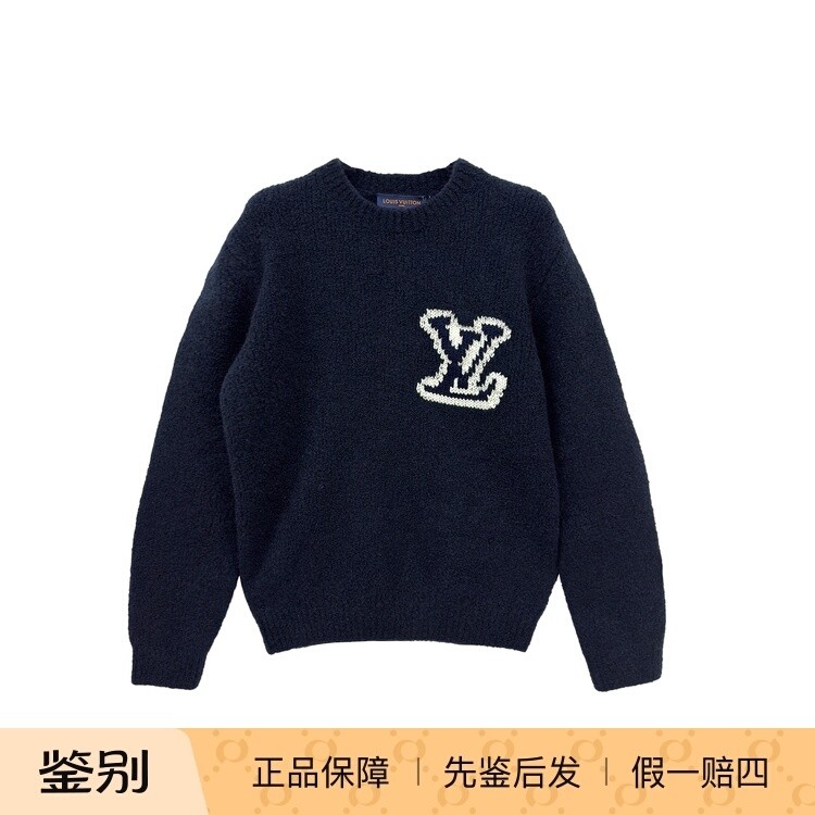 【现货】Louis Vuitton LV 前后大LOGO羊毛圆领针织毛衣 男女同款