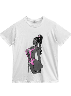 【现货】Deadly Doll 白色高马尾女郎素描短袖T恤 男女同款