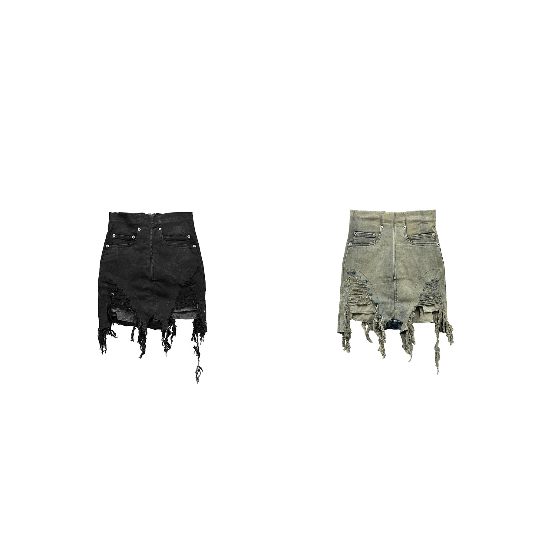 【现货】Rick Owens DRKSHDW 新款夏季后拉链大破坏水洗牛仔短裤
