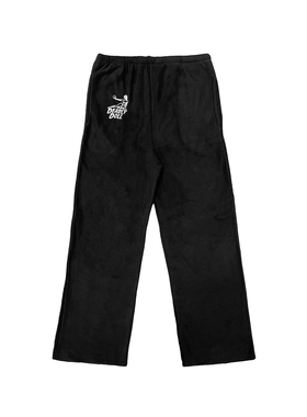 【现货】Deadly Doll 黑色摇粒绒刺绣运动长裤 休闲裤 男女同款