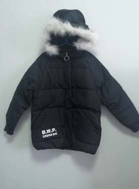 特价大黄蜂男女童羽绒服中长款大码外套黑色可拆