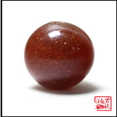 清代造办处官窑老琉璃珠子28mm金星棕红琥珀色加重琉璃朝珠 顶珠