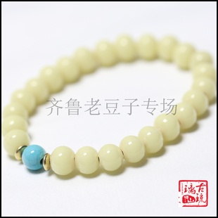 博山古法手工老琉璃珠子8mm老料牙白色 浅奶糖色琉璃珠 散珠 手串